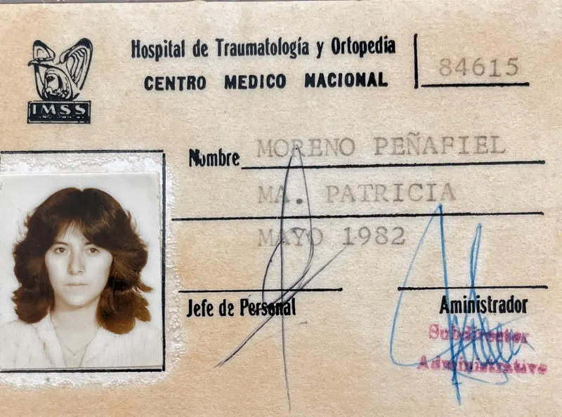 Credencial de mayo de 1982 del Hospital de Traumatología y Ortopedia, Centro Médico Nacional, IMSS